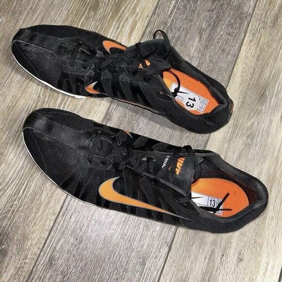 Nike Men's US Size 13 Zoom Rival D Black Orange Spike Track Shoes 414533-001 - Picture 6 of 12